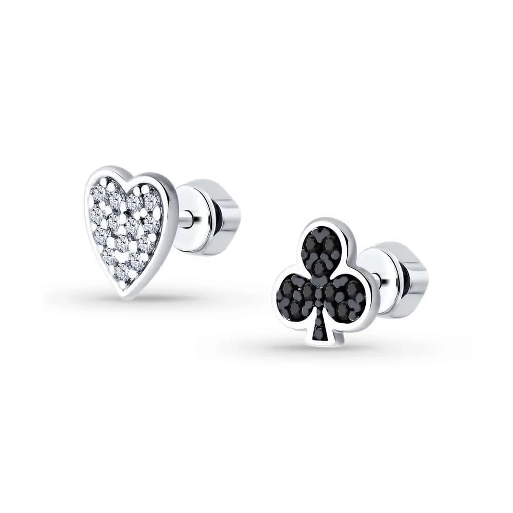 Серьги из серебра с фианитами