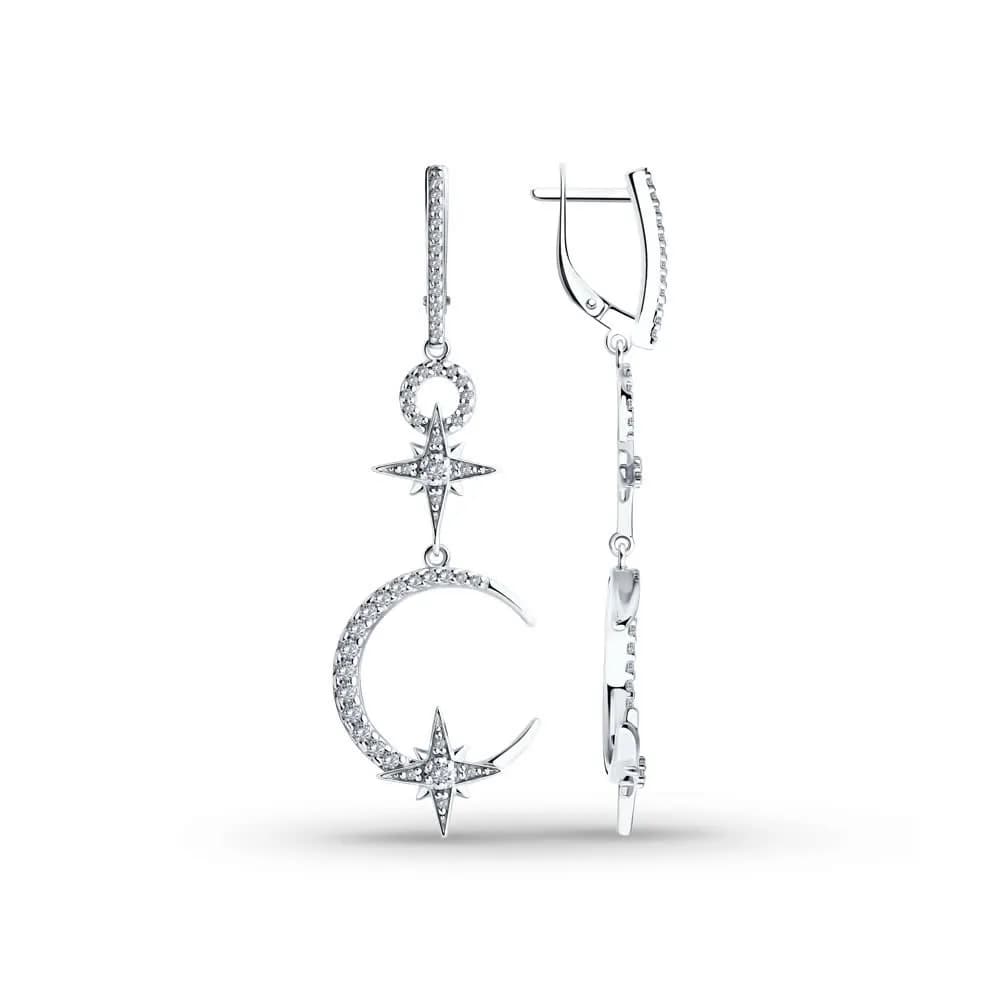 Серьги из серебра с фианитами