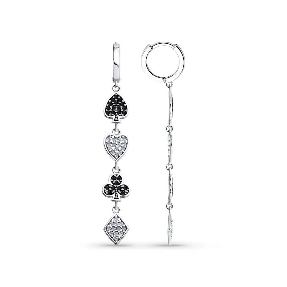 Серьги из серебра с фианитами