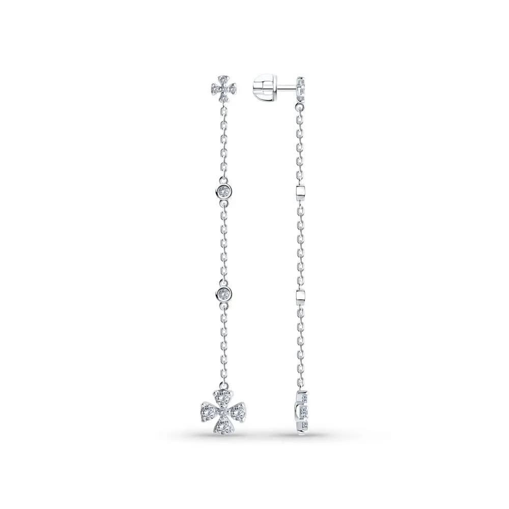 Серьги из серебра с фианитами