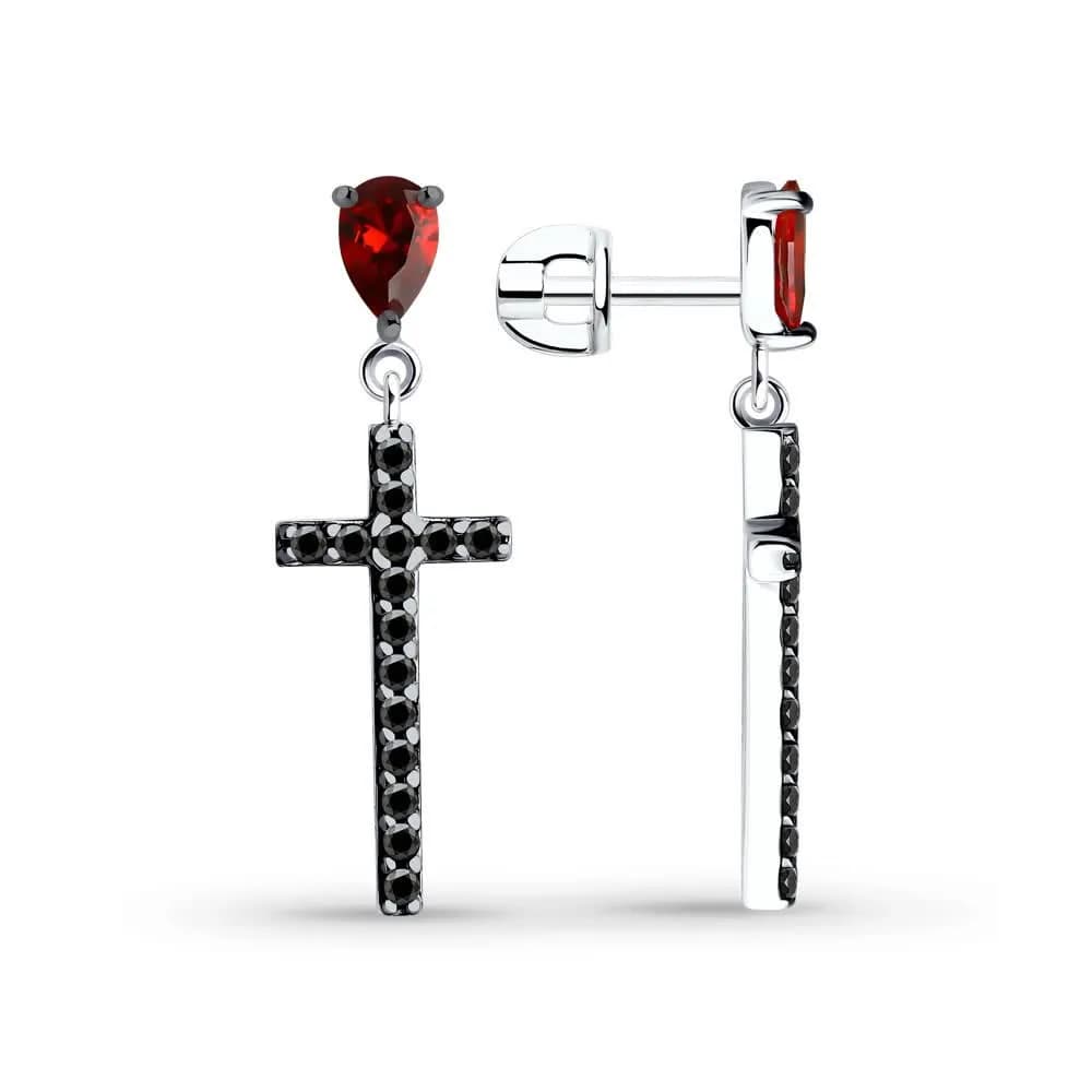 Серьги из серебра с фианитами