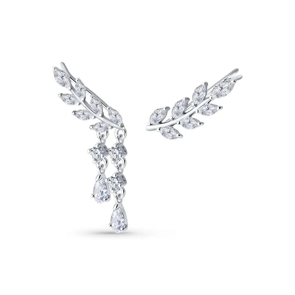 Серьги из серебра с фианитами