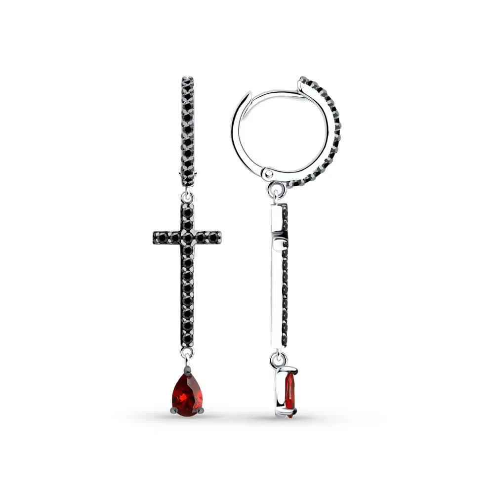 Серьги из серебра с фианитами