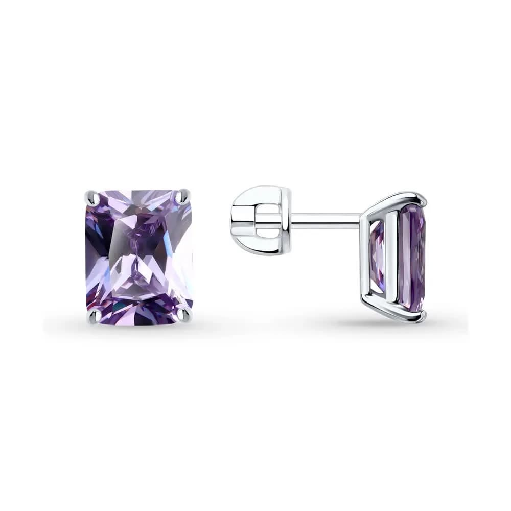 Серьги из серебра с фианитами
