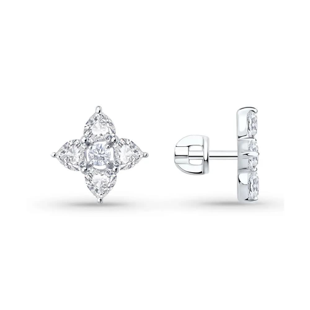 Серьги из серебра с фианитами