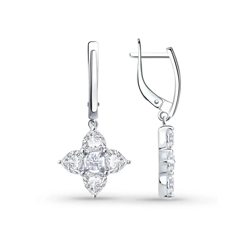 Серьги из серебра с фианитами