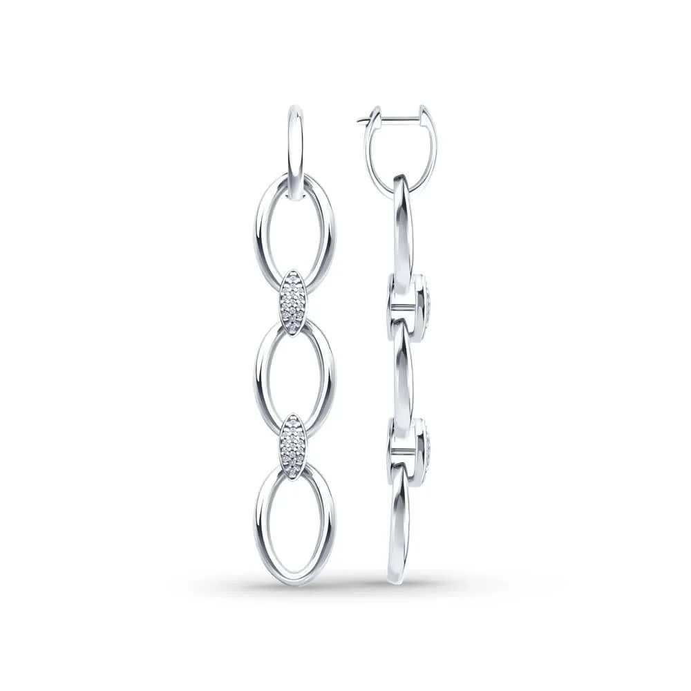 Серьги из серебра с фианитами