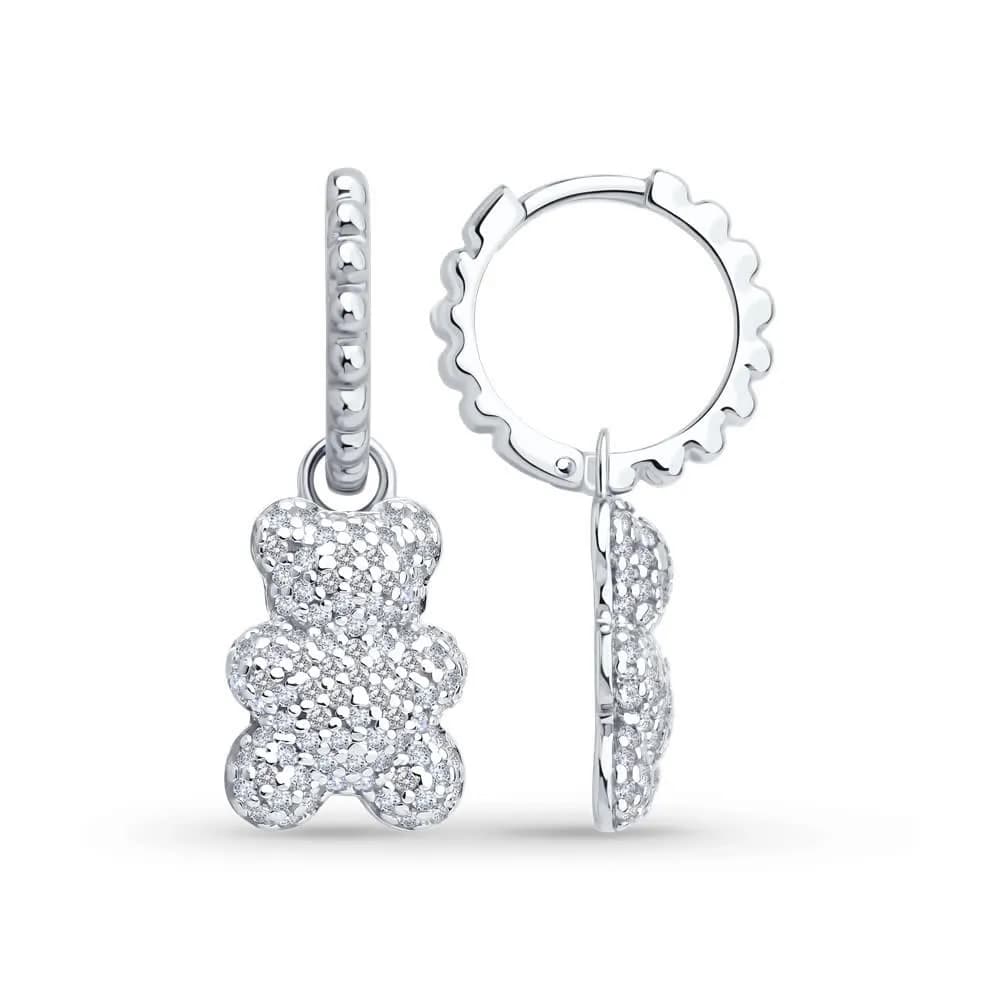 Серьги из серебра с фианитами