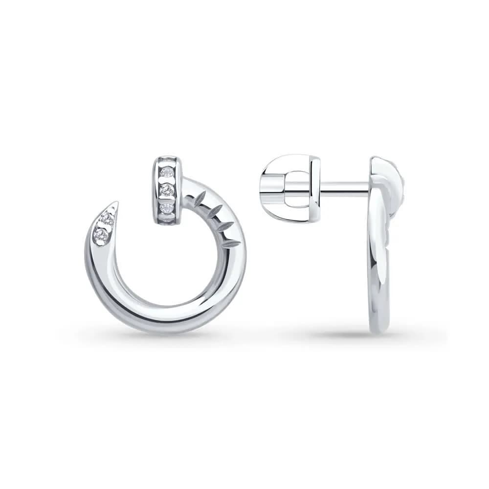 Серьги из серебра с фианитами