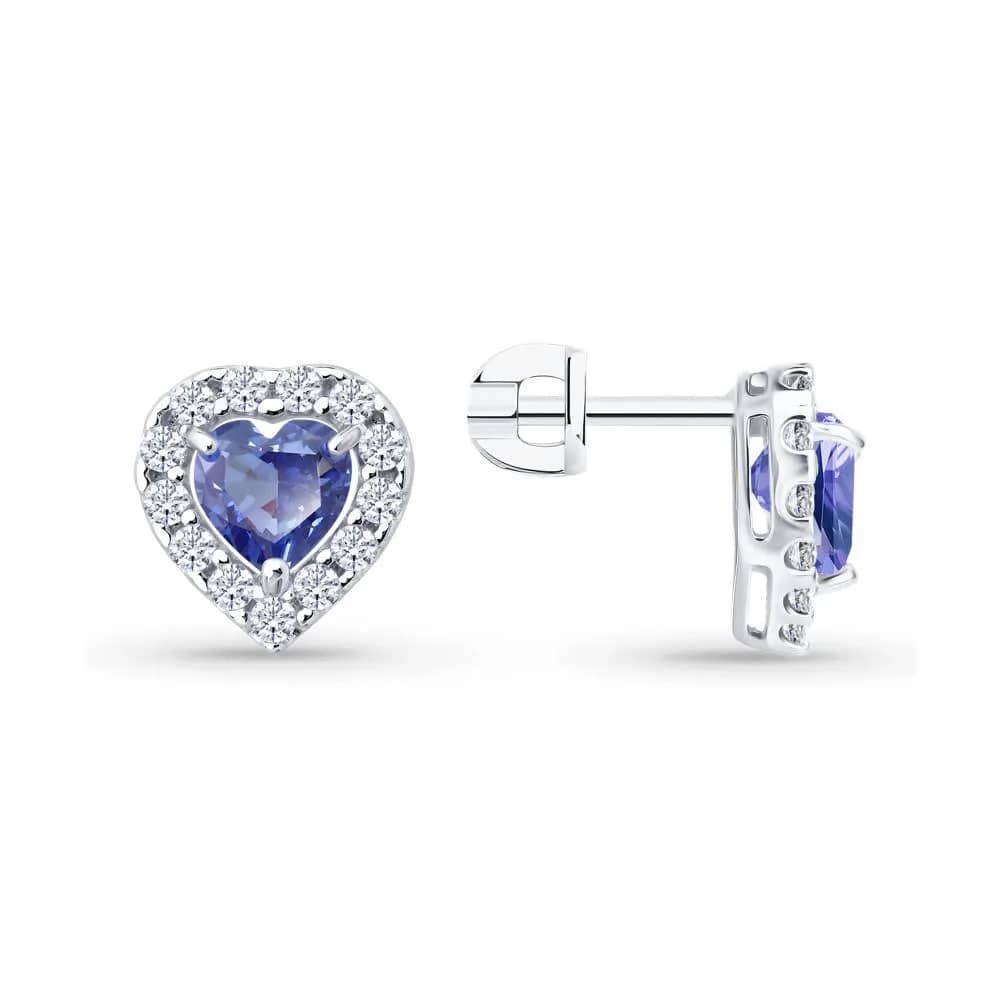 Серьги из серебра с фианитами