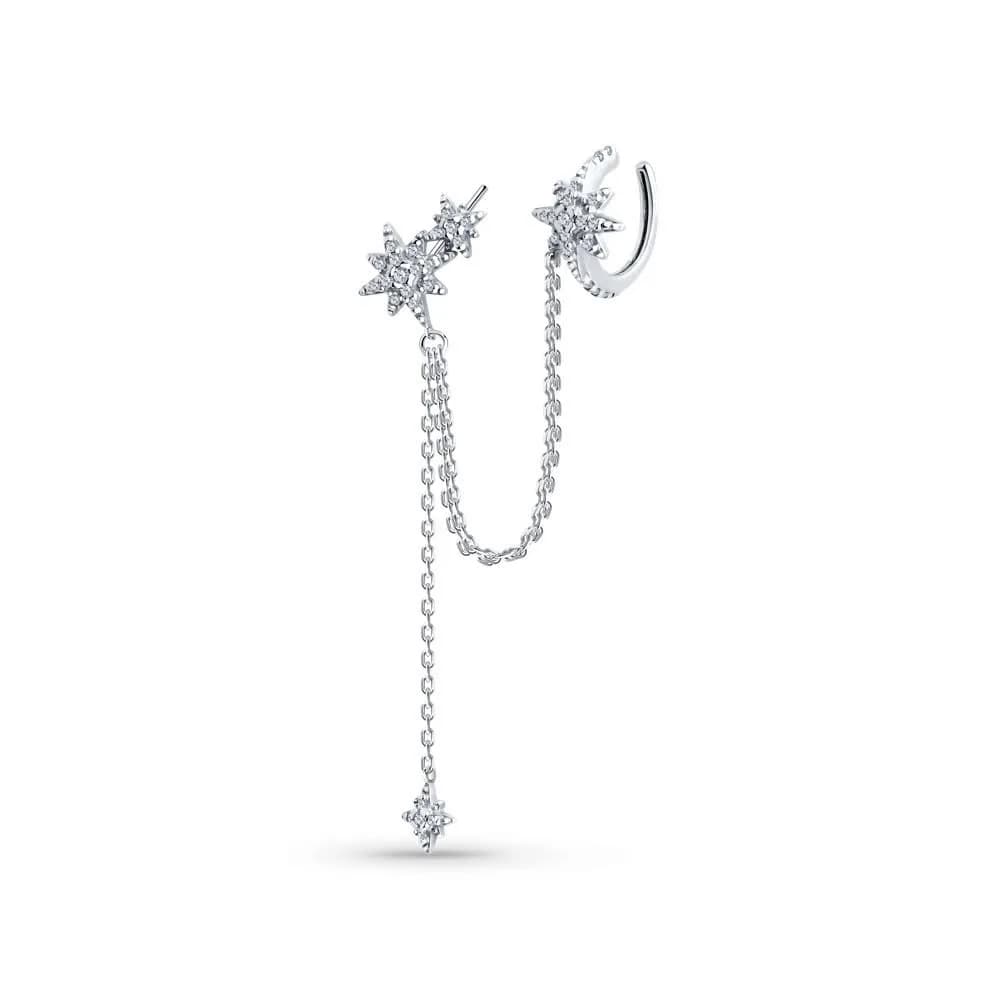 Серьга из серебра с фианитами