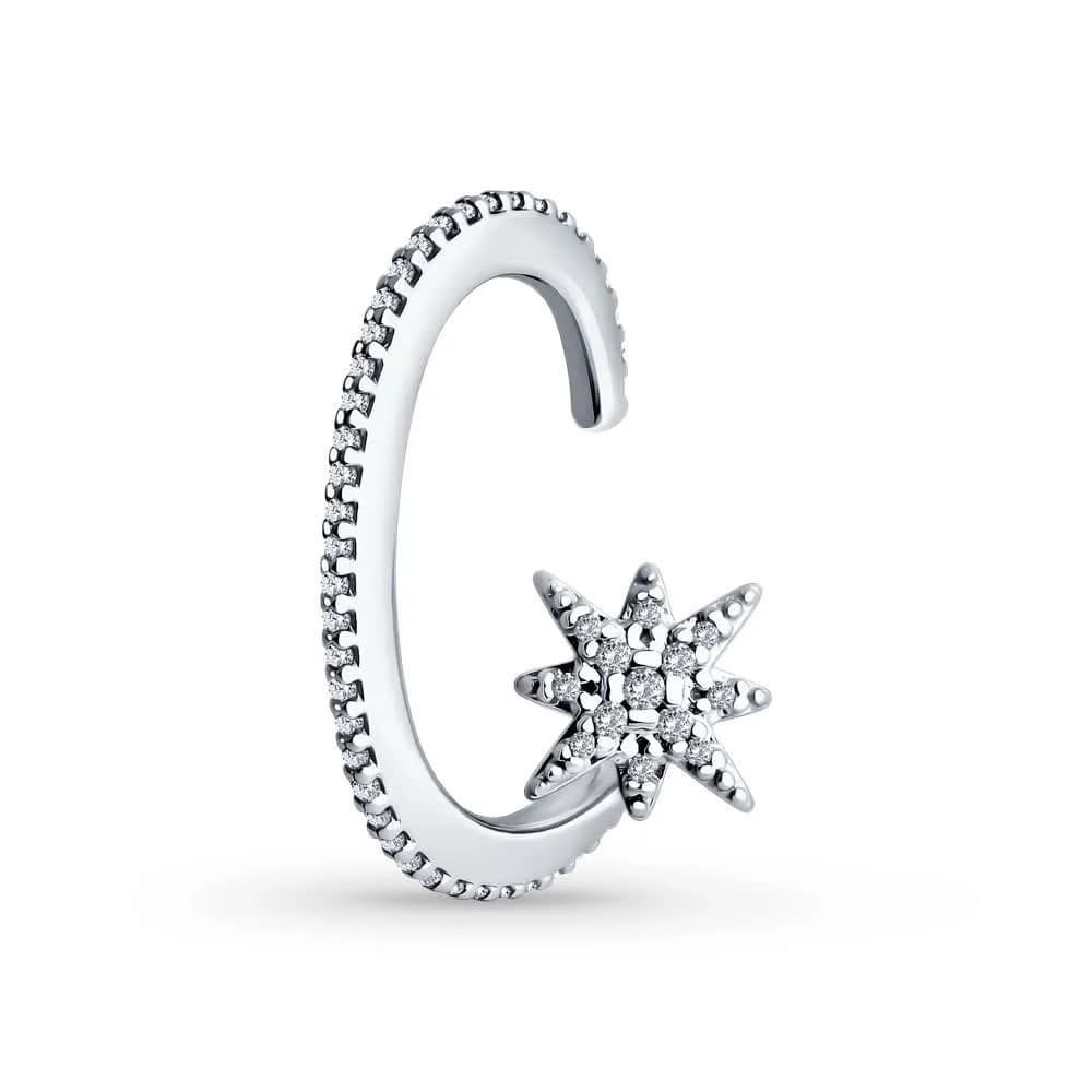 Серьга из серебра с фианитами