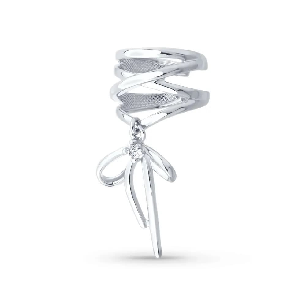 Серьга из серебра с фианитом