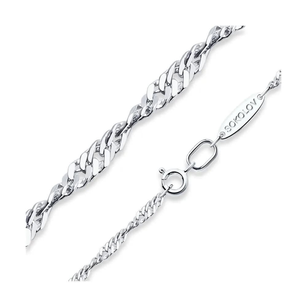 Цепь из серебра, плетение Сингапур, 925 проба